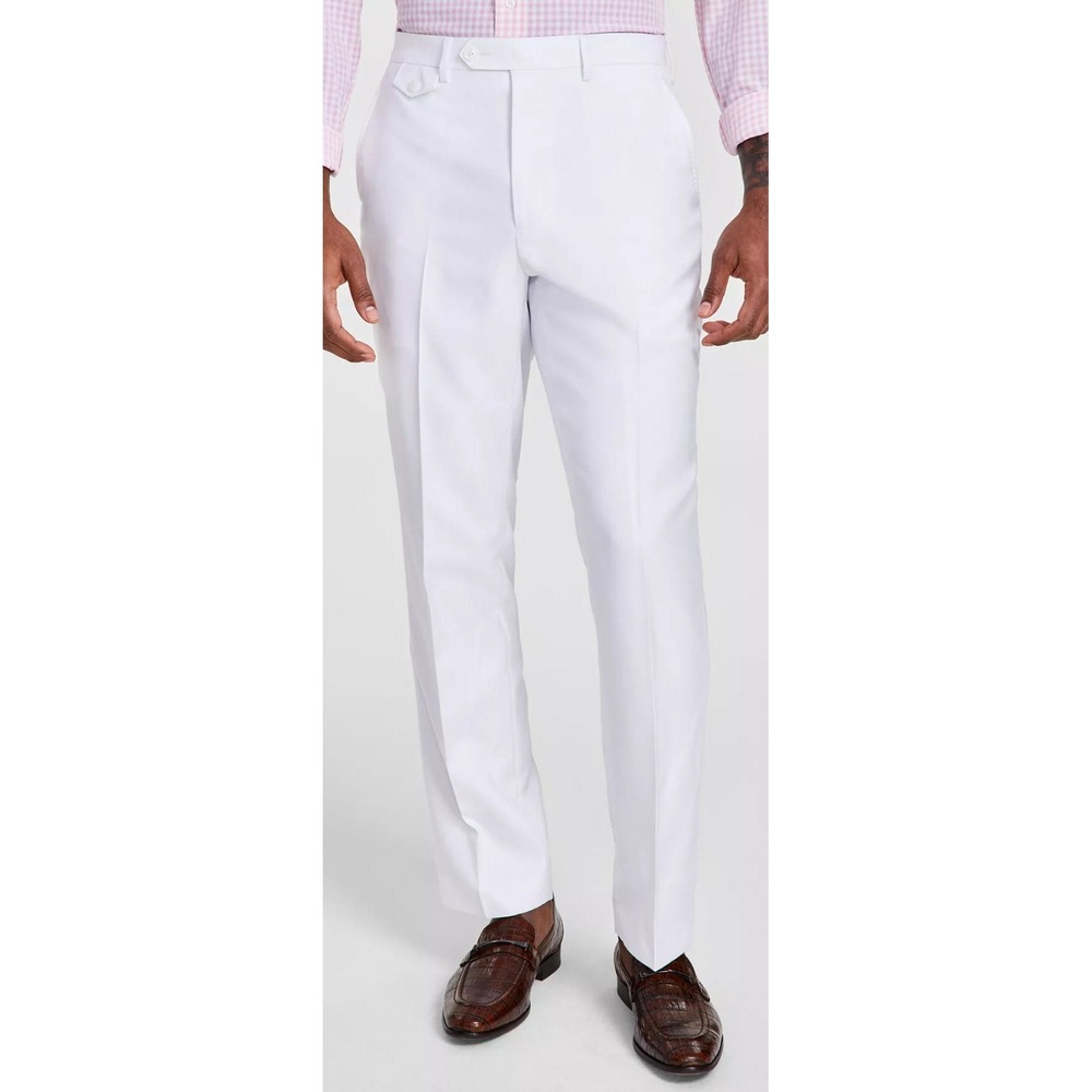 Tayion Montee Holland Classic Fit Linen Blend Suit Pants - White - 44W x 32L